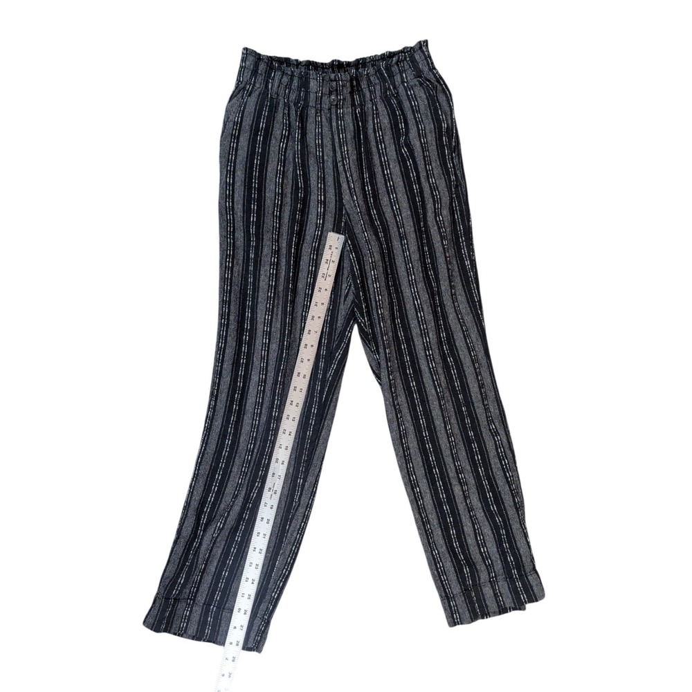 Briggs Striped Pants Womens M Black White Pull On Linen Blend Casual Boho - Picture 3 of 8